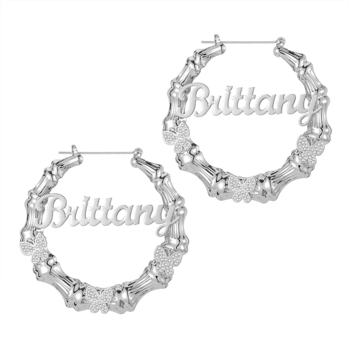 Butterfly Bling Bamboo Hoops